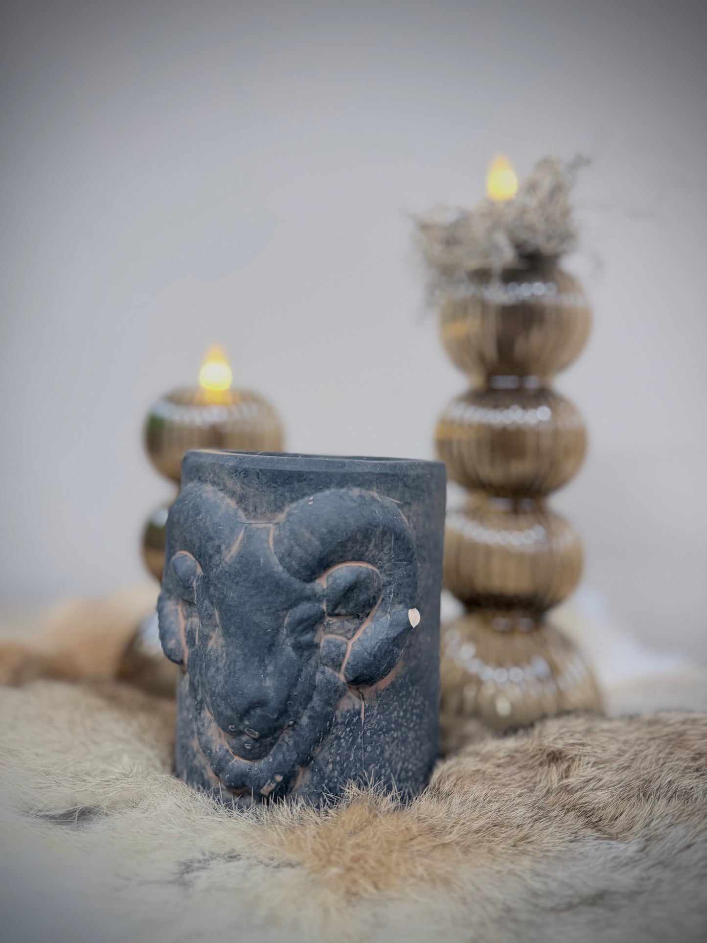 Kaarsenhouder met dierenkop tweede kans