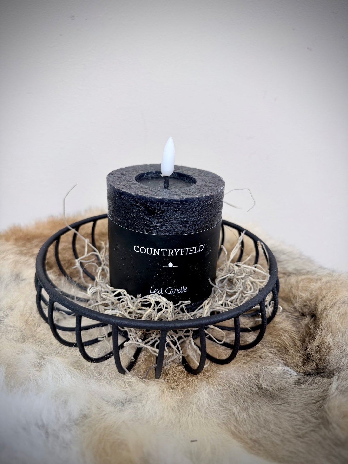 Kaarsen kandelaar schaal draad - zwart metaal - DYNA WOONDECORATIE