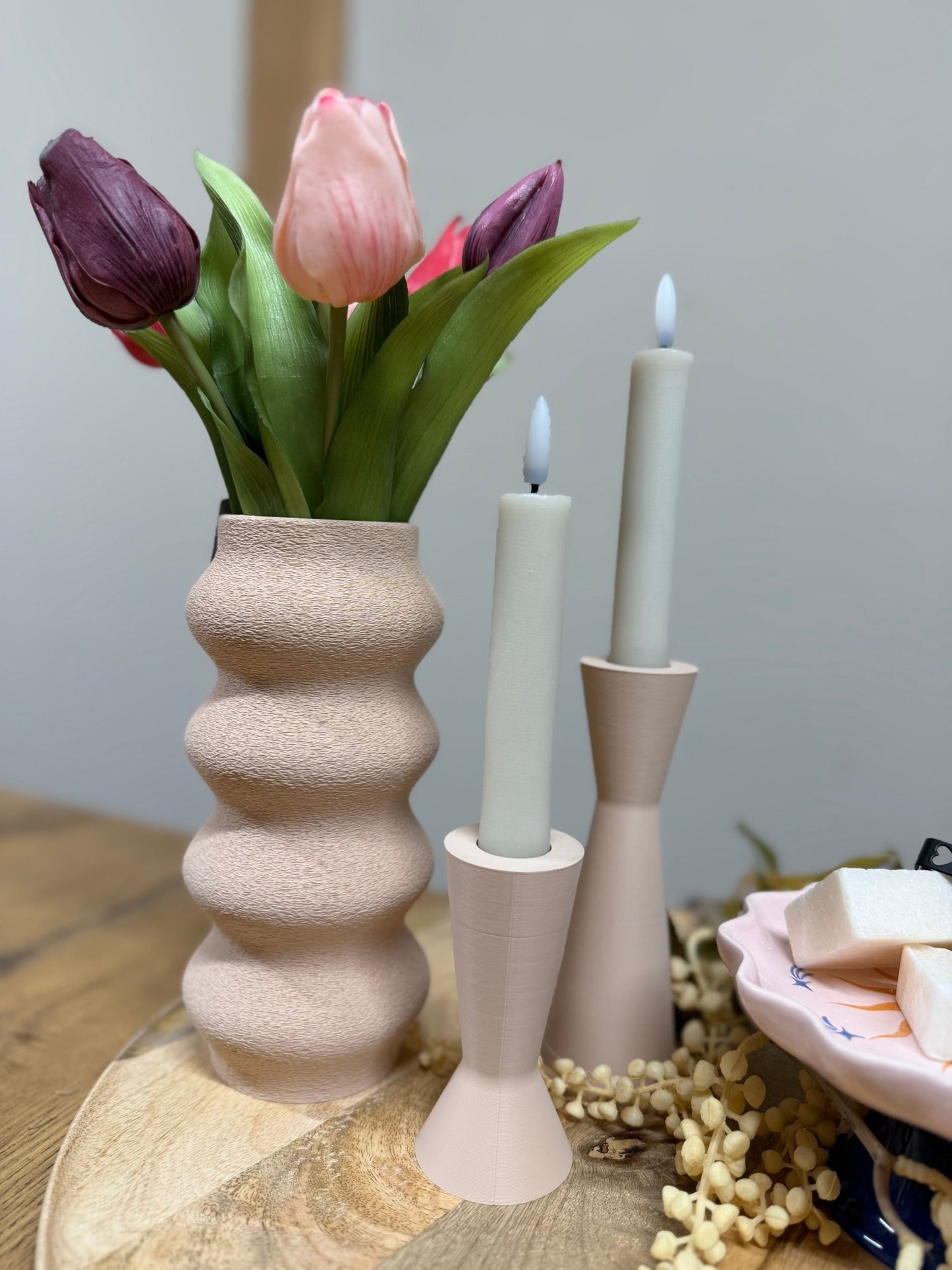 3D kandelaar light khaki - DYNA WOONDECORATIE