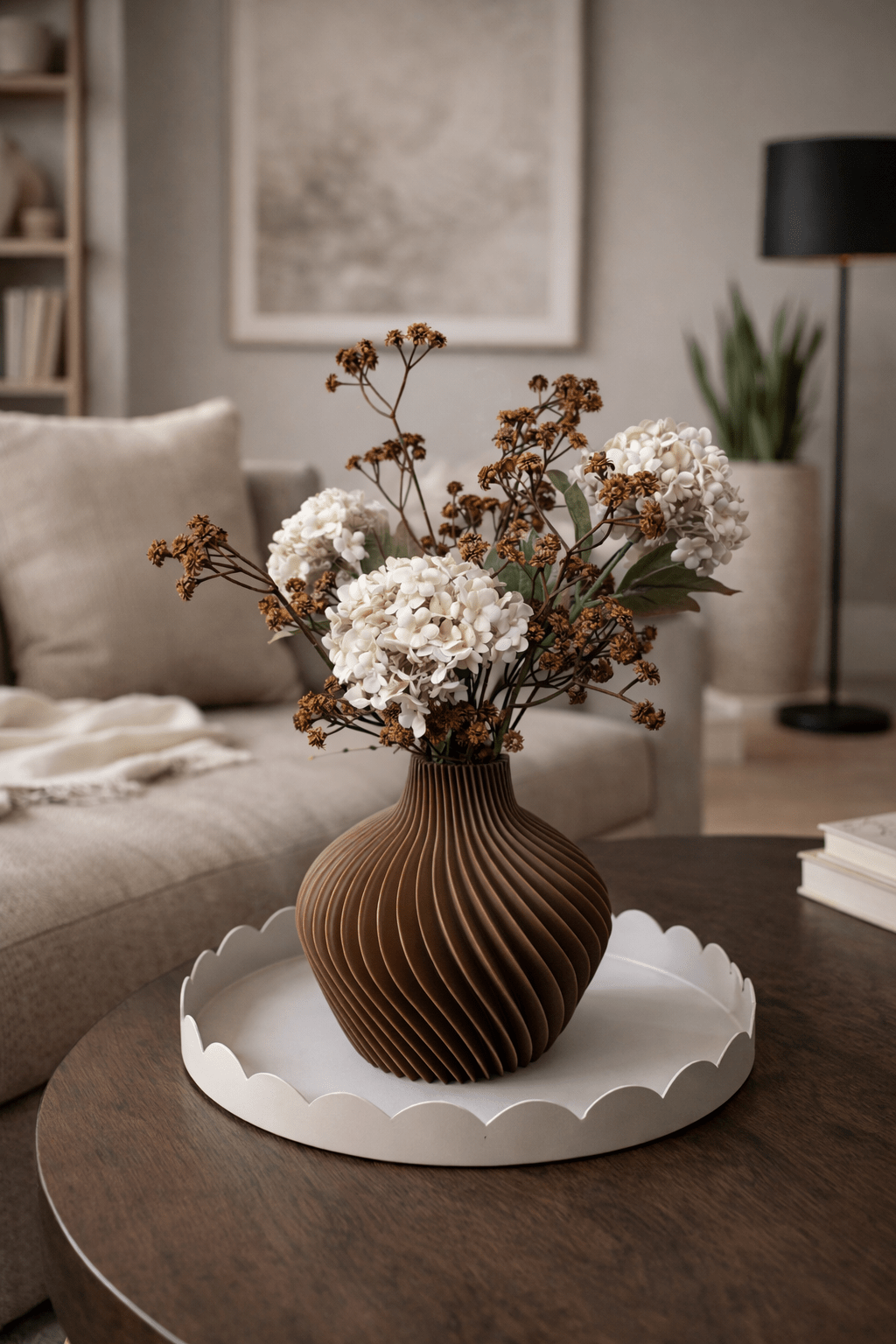 3D spiraal vaas bruin - DYNA WOONDECORATIE