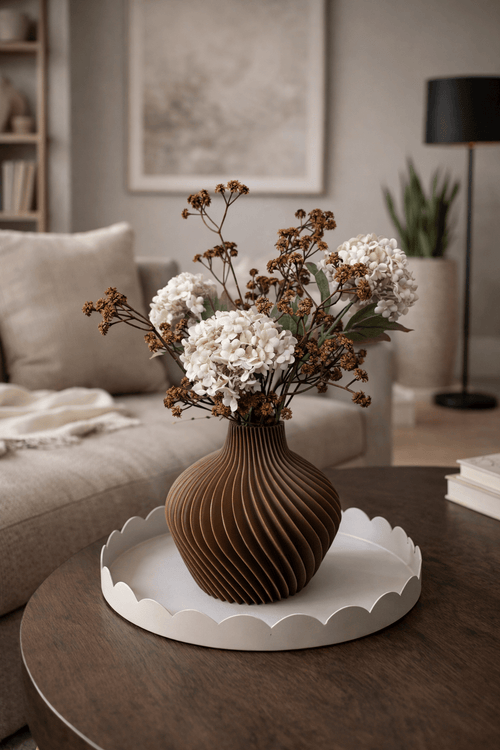 3D spiraal vaas bruin - DYNA WOONDECORATIE