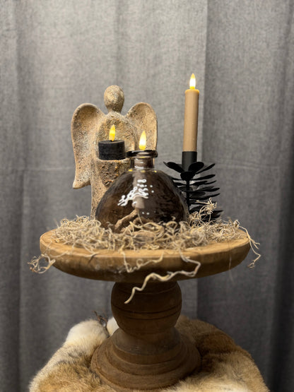 Landelijke decoratieset op houten plateau