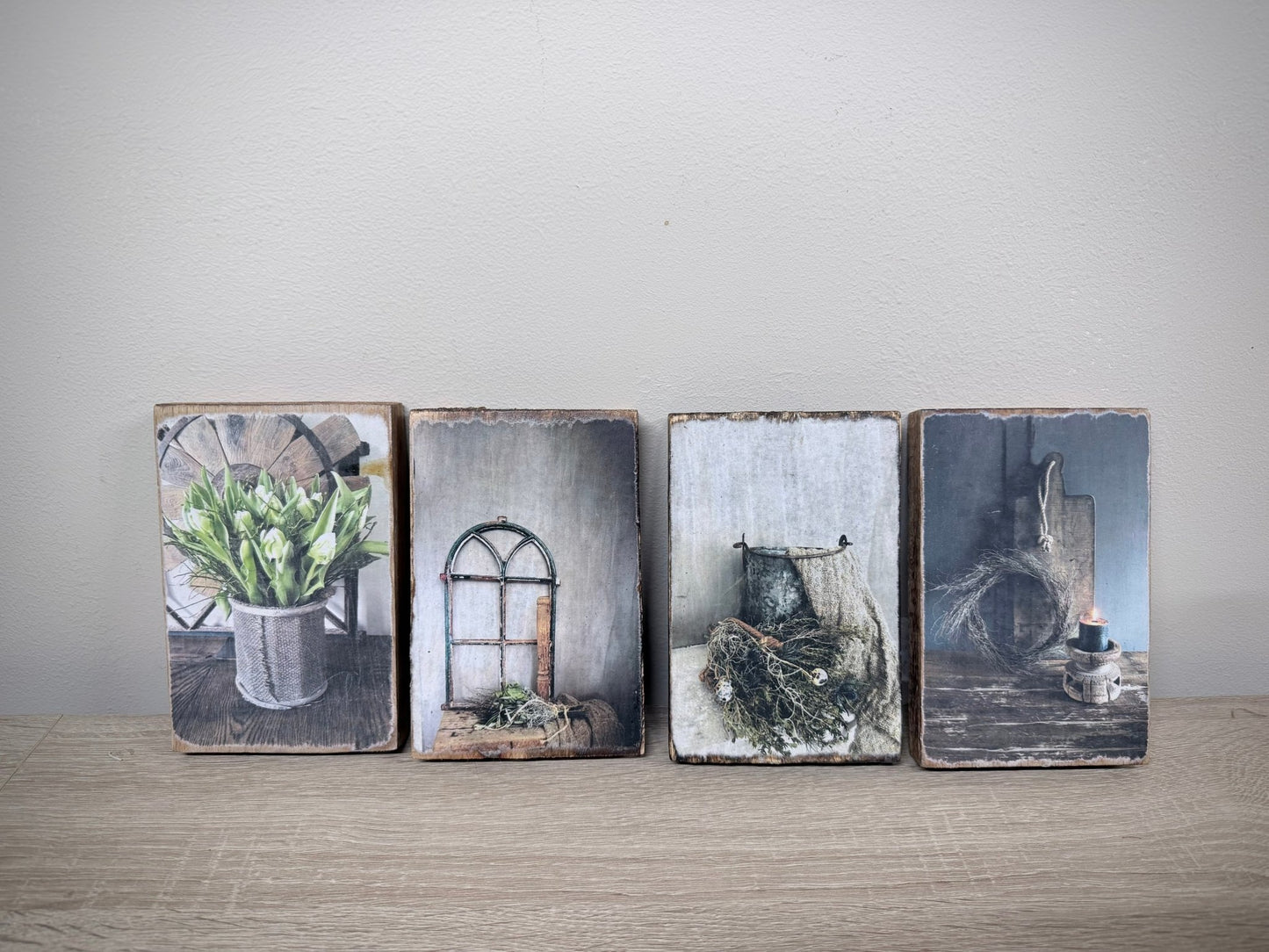 Houten schilderijtjes - DYNA WOONDECORATIE