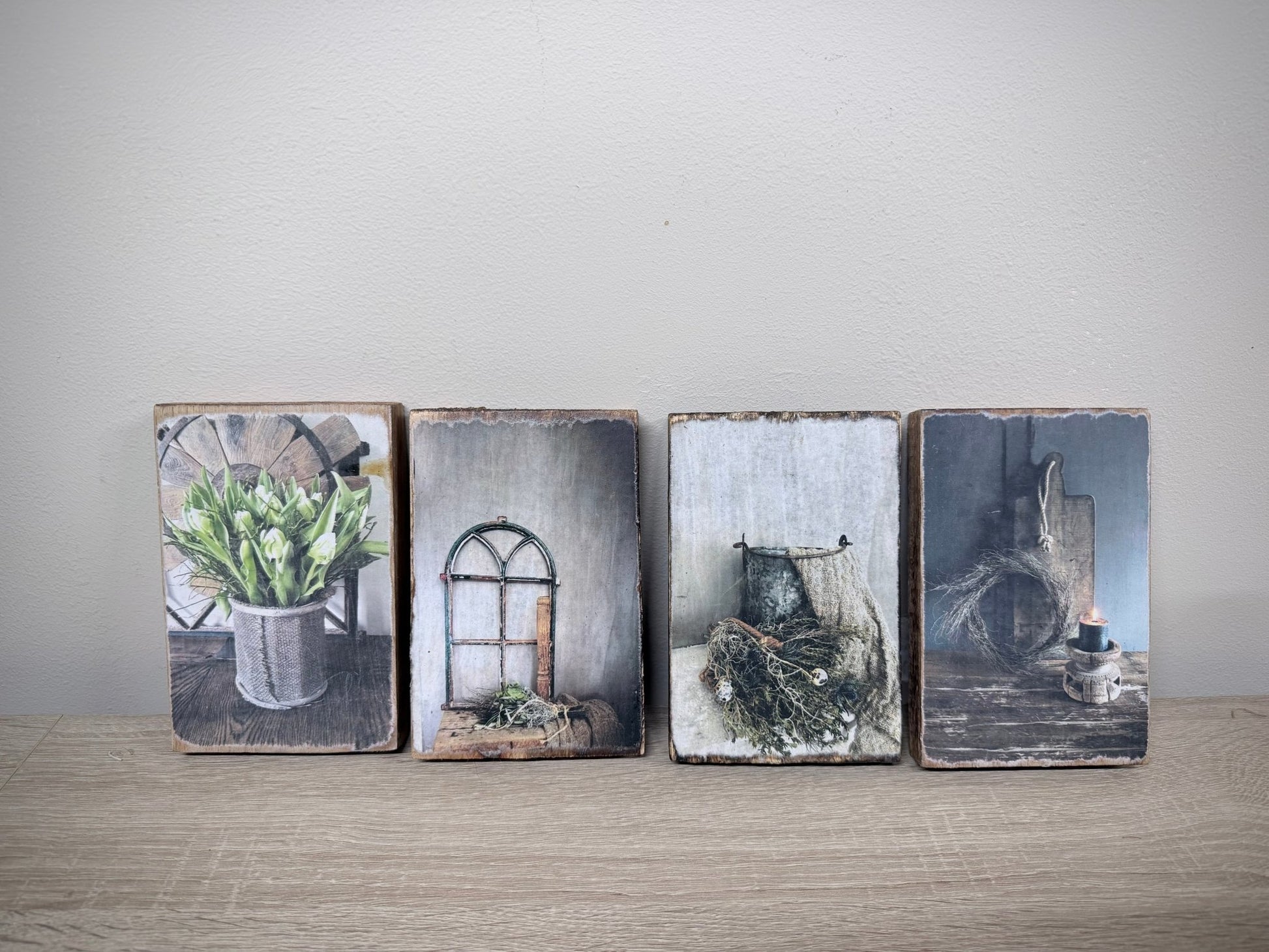 Houten schilderijtjes - DYNA WOONDECORATIE