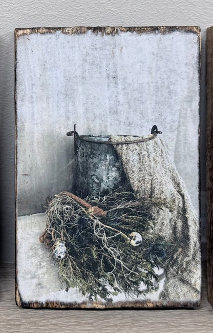 Houten schilderijtjes - DYNA WOONDECORATIE