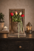 Houten wanddecoratie met vaas - DYNA WOONDECORATIE