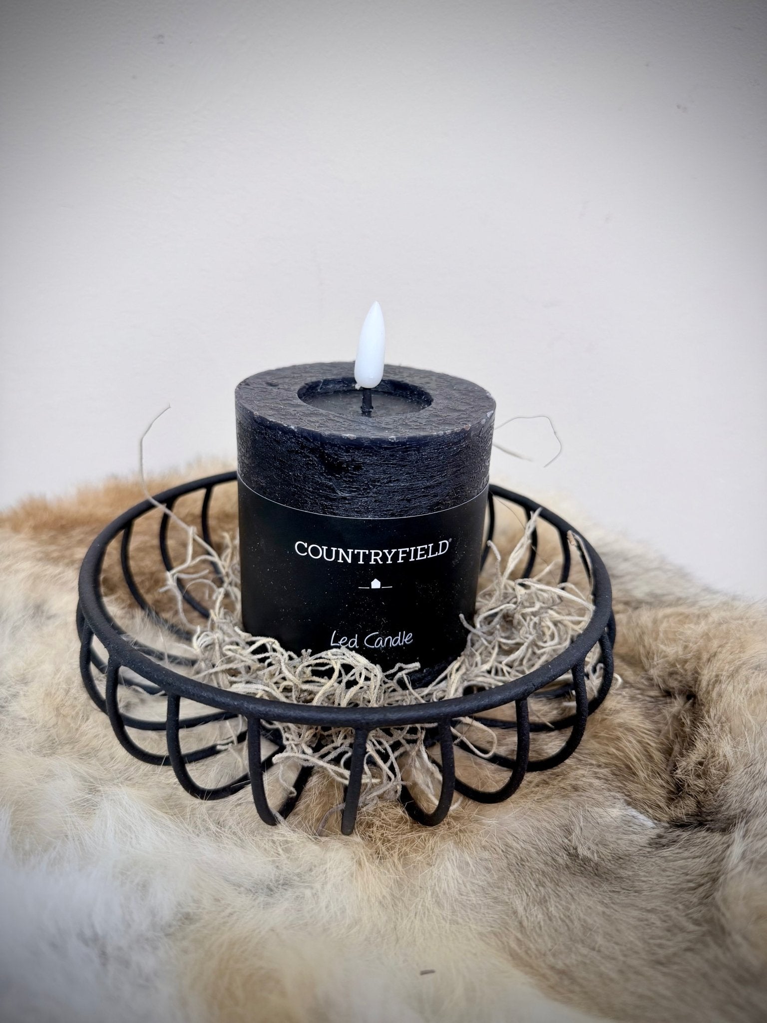 Kaarsen kandelaar schaal draad - zwart metaal - DYNA WOONDECORATIE