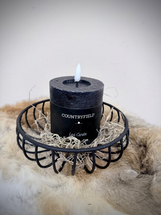 Kaarsen kandelaar schaal draad - zwart metaal - DYNA WOONDECORATIE